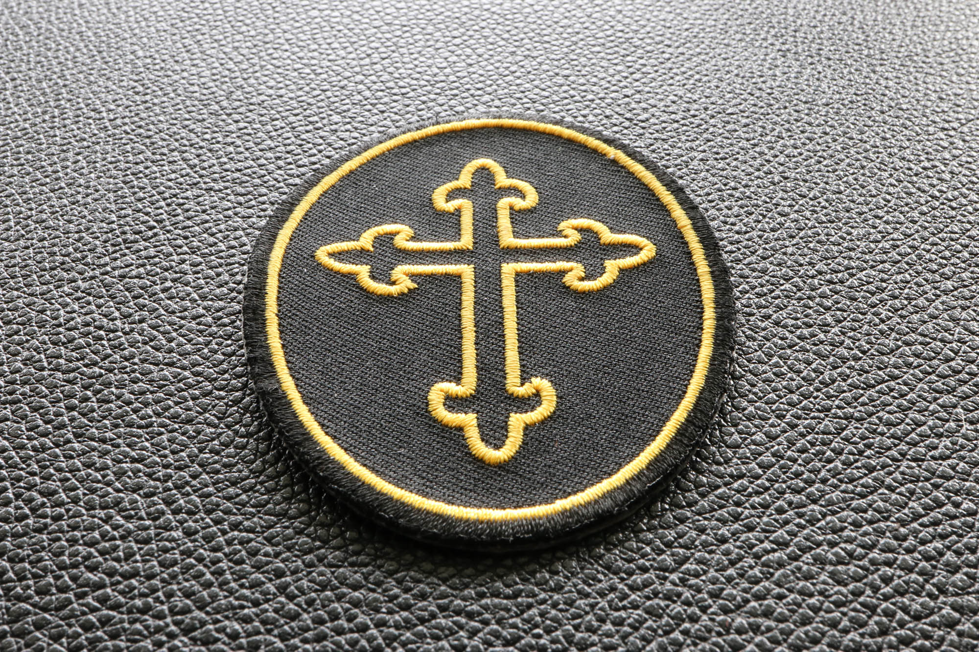 Christian Cross Oval Patch - Faith-Inspired Design with an Oval Twist  ( 3 x 3 inches )